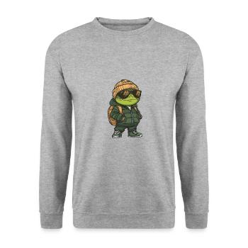 Tortue Hiver - Sweat-shirt Unisexe - gris chiné - Devant - Alina (178cm) & Michal (187cm)
