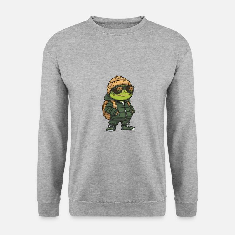 Schildkröte Winter - Unisex Pullover - Weißgrau meliert