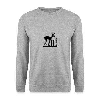 REHné - Unisex Pullover - Weißgrau meliert - Vorne - Alina (178cm) & Michal (187cm)