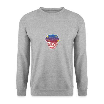 Pass auf dich auf! - Unisex Pullover - Weißgrau meliert - Vorne - Alina (178cm) & Michal (187cm)