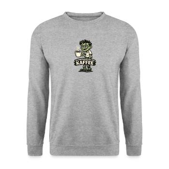 Kaffee-Zombie: Erst Nach Kaffee - Unisex Pullover - Weißgrau meliert - Vorne - Alina (178cm) & Michal (187cm)