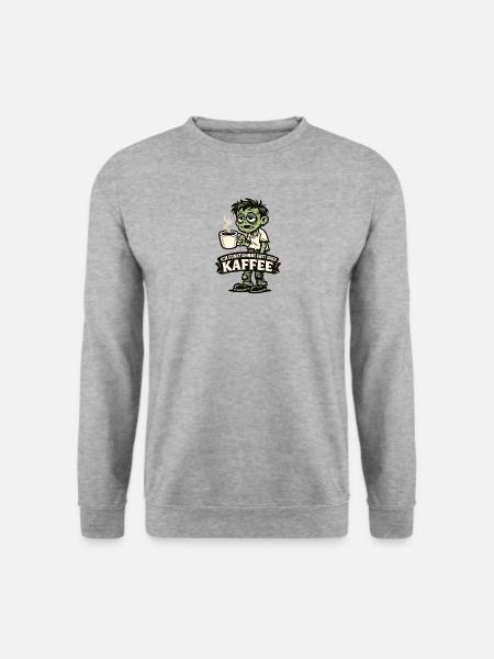 Kaffee-Zombie: Erst Nach Kaffee - Unisex Pullover - Weißgrau meliert