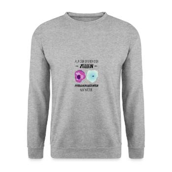 Zytologie und Zellen - Unisex Pullover - Weißgrau meliert - Vorne - Alina (178cm) & Michal (187cm)