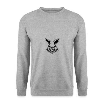 Hase Kopf - Unisex Pullover - Weißgrau meliert - Vorne - Alina (178cm) & Michal (187cm)