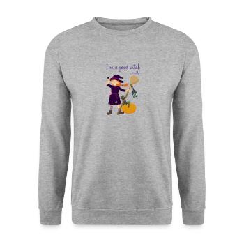 I'm a good witch ... mostly. - Unisex Sweatshirt - salt & pepper - Front - Alina (178cm) & Michal (187cm)