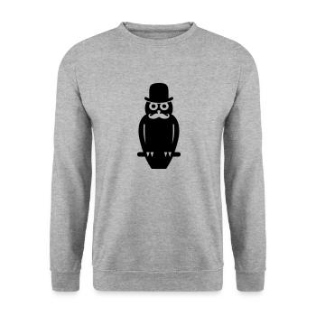 Eule - Unisex Pullover - Weißgrau meliert - Vorne - Alina (178cm) & Michal (187cm)
