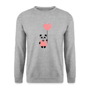 Pärchenshirt "Panda" Mädchen - Unisex Pullover - Weißgrau meliert - Vorne - Alina (178cm) & Michal (187cm)