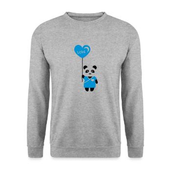Pärchenshirt "Panda" Junge - Unisex Pullover - Weißgrau meliert - Vorne - Alina (178cm) & Michal (187cm)