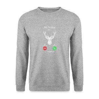Hobby hunting calls must go - gift - Unisex Sweatshirt - salt & pepper - Front - Alina (178cm) & Michal (187cm)
