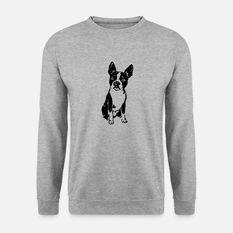 Boston Terrier - Unisex Pullover - Weißgrau meliert