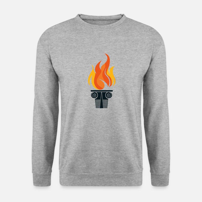 Fackel-Symbol - Unisex Pullover - Weißgrau meliert