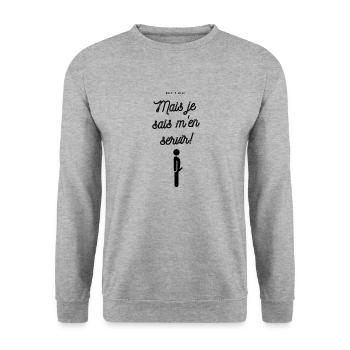 Petit zizi mais je sais m'en servir - Sweat-shirt Unisexe - gris chiné - Devant - Alina (178cm) & Michal (187cm)
