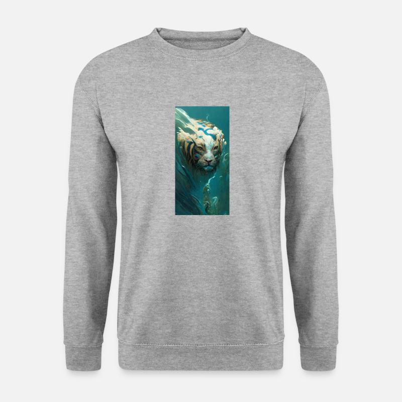 Wassertiger - Unisex Pullover - Weißgrau meliert