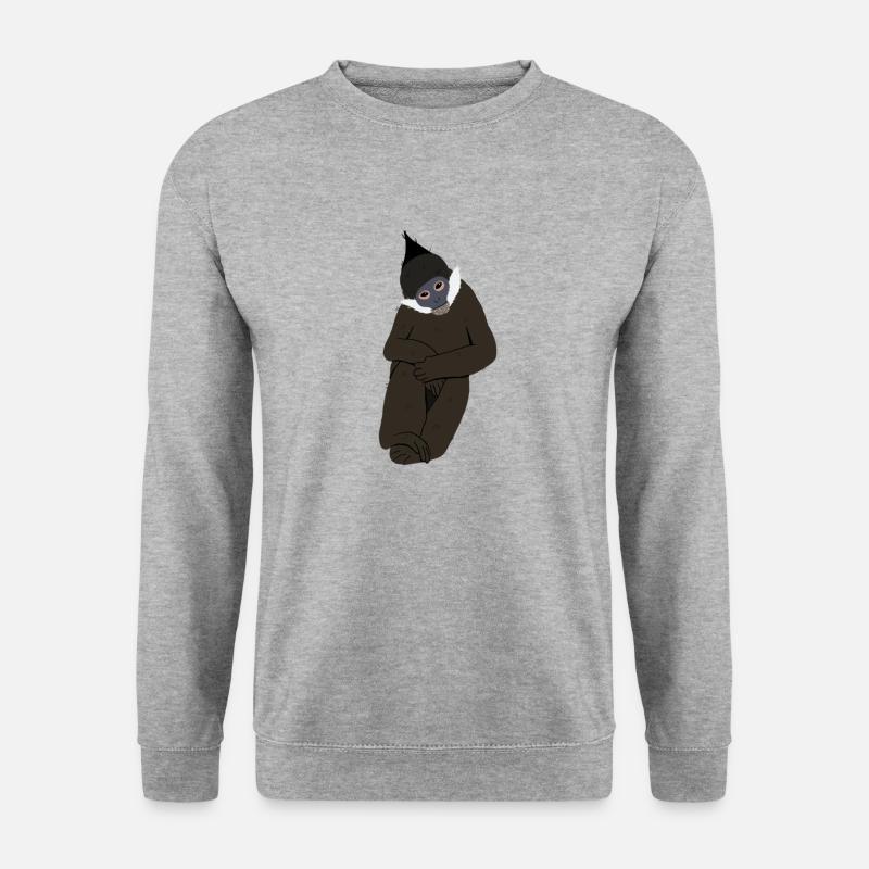 Langur von Francis - Unisex Pullover - Weißgrau meliert