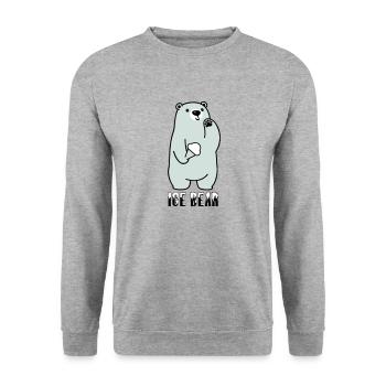 Ice Bear - Unisex Pullover - Weißgrau meliert - Vorne - Alina (178cm) & Michal (187cm)