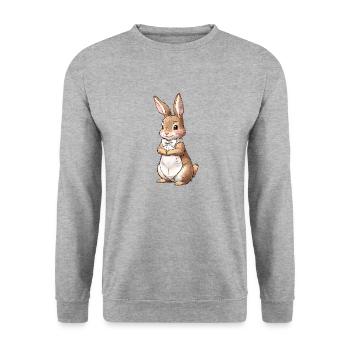 Cute Bunny Brown 8 - Unisex Sweatshirt - salt & pepper - Front - Alina (178cm) & Michal (187cm)