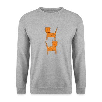 Cat Orange Double - Unisex Sweatshirt - salt & pepper - Front - Alina (178cm) & Michal (187cm)