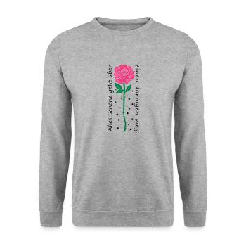 Alles Schöne geht über einen dornigen Weg - Unisex Pullover - Weißgrau meliert - Vorne - Alina (178cm) & Michal (187cm)
