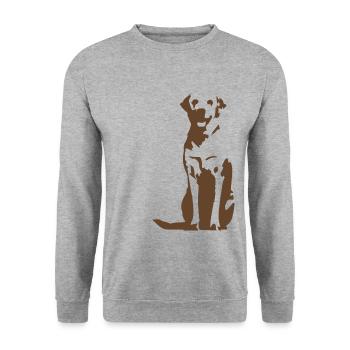 Labrador Retriever braun - Unisex Pullover - Weißgrau meliert - Vorne - Alina (178cm) & Michal (187cm)