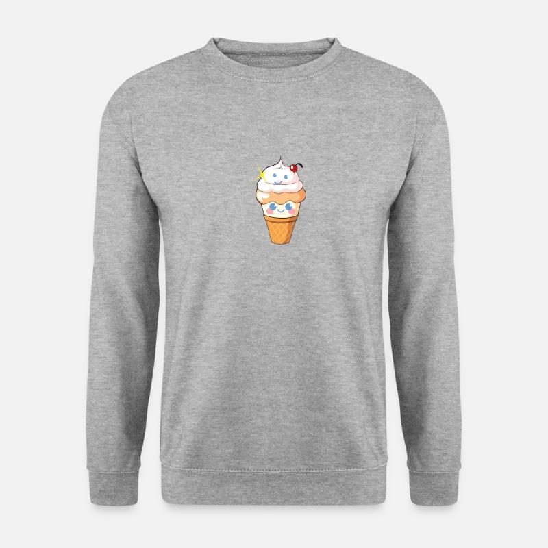 Süßes Happy-Eis - Unisex Pullover - Weißgrau meliert