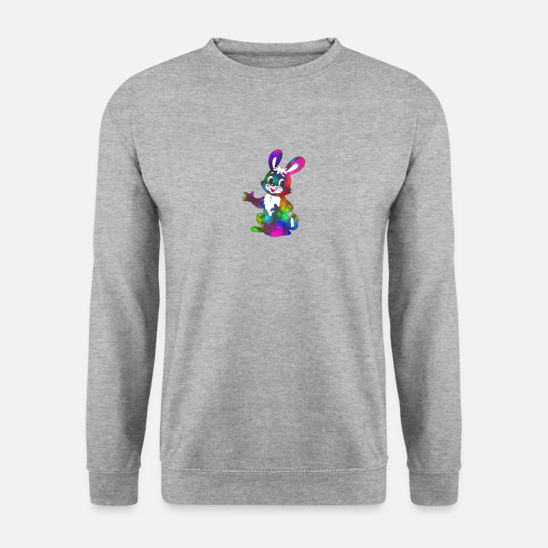 Regenbogen-Kaninchen - Unisex Pullover - Weißgrau meliert