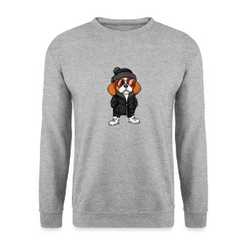 Beagle Dog Cool Comic - Unisex Sweatshirt - salt & pepper - Front - Alina (178cm) & Michal (187cm)