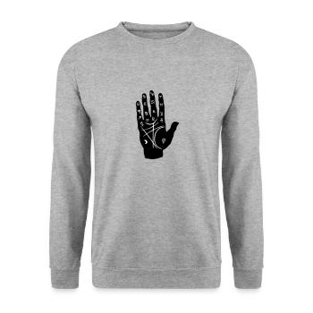 Handlinien - Unisex Pullover - Weißgrau meliert - Vorne - Alina (178cm) & Michal (187cm)