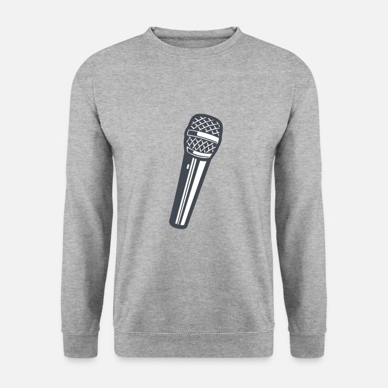 Mikrofon - Unisex Pullover - Weißgrau meliert