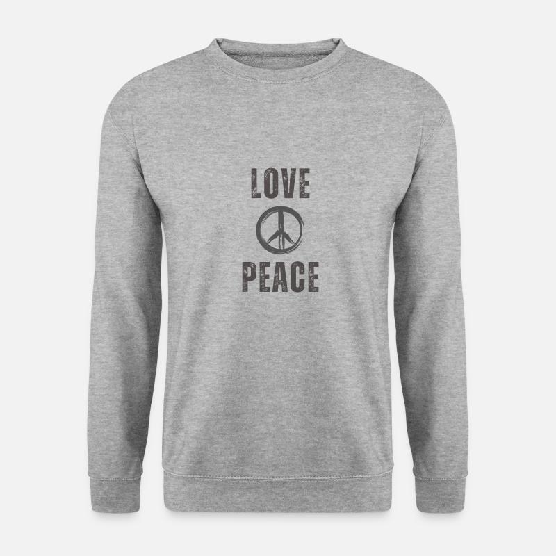Love and Peace - Unisex Pullover - Weißgrau meliert