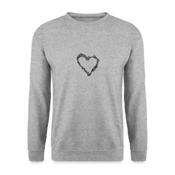 Herz - Unisex Pullover - Weißgrau meliert - Vorne - Alina (178cm) & Michal (187cm)
