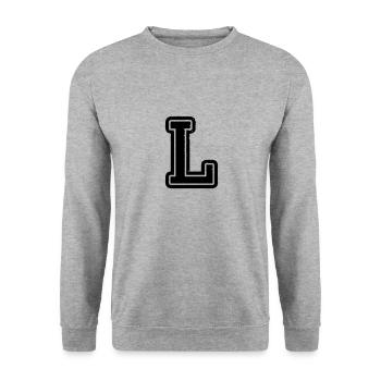 letter L - Unisex Sweatshirt - salt & pepper - Front - Alina (178cm) & Michal (187cm)