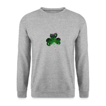 Trèfle, paillettes, trèfle, feuille, vert - Sweat-shirt Unisexe - gris chiné - Devant - Alina (178cm) & Michal (187cm)
