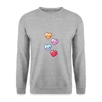 Coeurs Amour Comic Amour - Sweat-shirt Unisexe - gris chiné - Devant - Alina (178cm) & Michal (187cm)