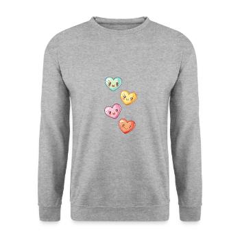 Coeurs Mignon Amour Coloré - Sweat-shirt Unisexe - gris chiné - Devant - Alina (178cm) & Michal (187cm)