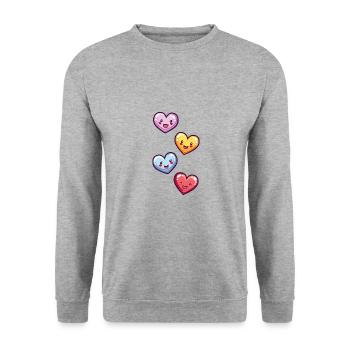 Herzen Bunt - Unisex Pullover - Weißgrau meliert - Vorne - Alina (178cm) & Michal (187cm)