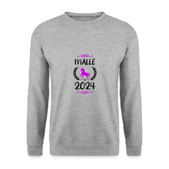 Malle 2024 Einhorn Mallorca - Unisex Pullover - Weißgrau meliert - Vorne - Alina (178cm) & Michal (187cm)