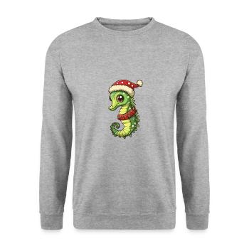 Bande dessinée de Noël hippocampe - Sweat-shirt Unisexe - gris chiné - Devant - Alina (178cm) & Michal (187cm)