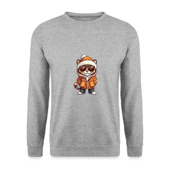 Tigre d’hiver - Sweat-shirt Unisexe - gris chiné - Devant - Alina (178cm) & Michal (187cm)