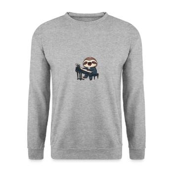 Paresseux au piano - Sweat-shirt Unisexe - gris chiné - Devant - Alina (178cm) & Michal (187cm)