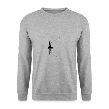 Angler - Unisex Pullover - Weißgrau meliert - Vorne - Alina (178cm) & Michal (187cm)