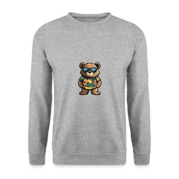 Bear Comic Vacation - Sweat-shirt Unisexe - gris chiné - Devant - Alina (178cm) & Michal (187cm)