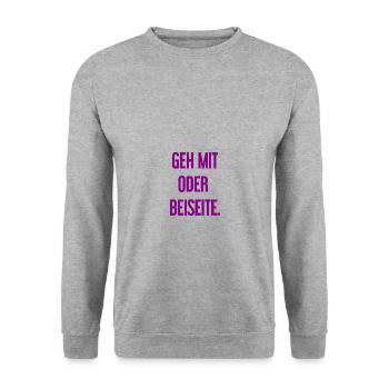 Geh mit oder beiseite - Unisex Pullover - Weißgrau meliert - Vorne - Alina (178cm) & Michal (187cm)