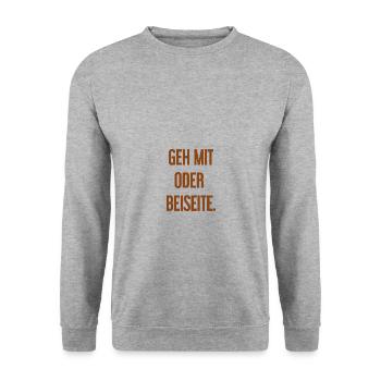 Geh mit oder beiseite - Unisex Pullover - Weißgrau meliert - Vorne - Alina (178cm) & Michal (187cm)
