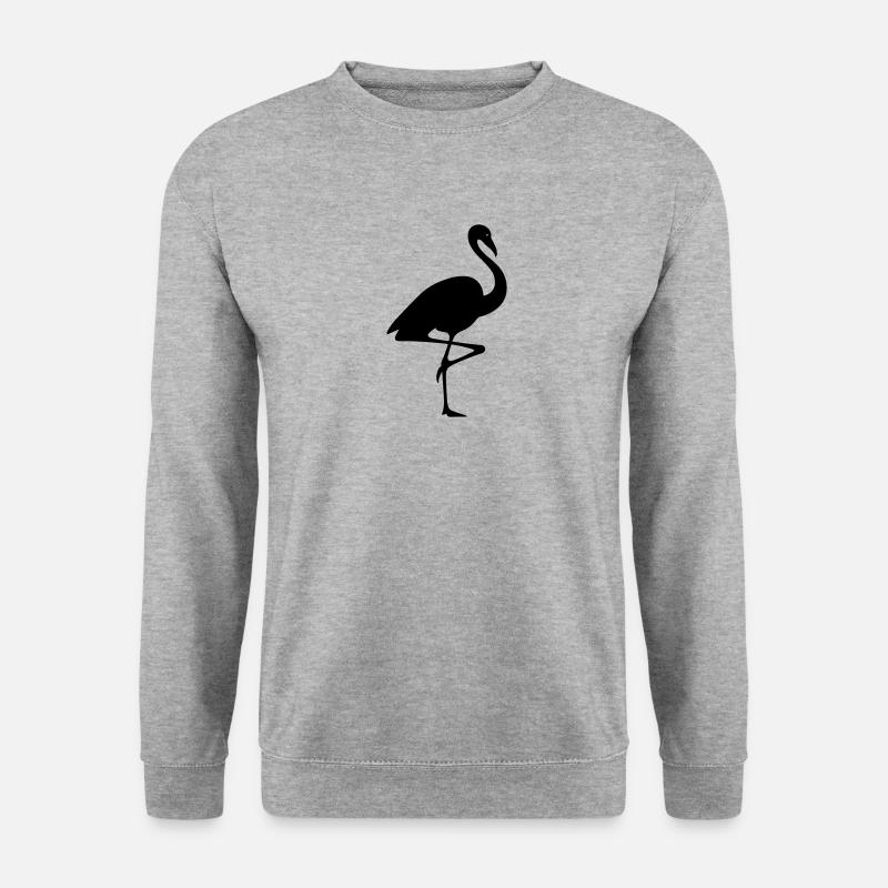 Rosa Flamingo - Unisex Pullover - Weißgrau meliert