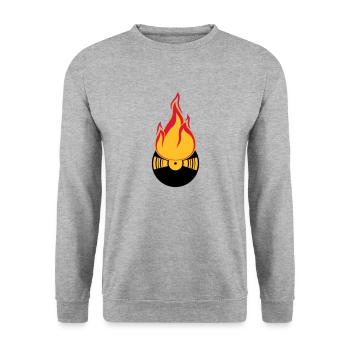 dj party feiern club disko musik tanzen vinyl plat - Unisex Pullover - Weißgrau meliert - Vorne - Alina (178cm) & Michal (187cm)