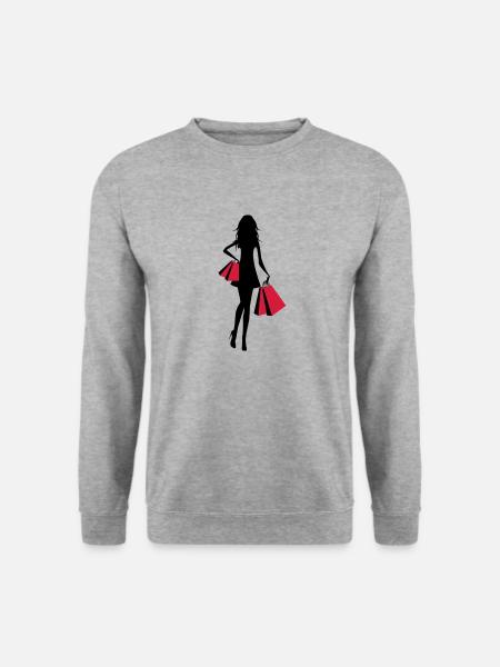 Shopping - Unisex Pullover - Weißgrau meliert