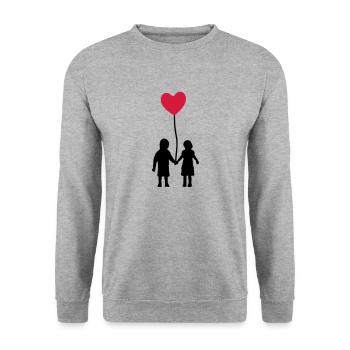 Kids and heart balloon - Unisex Sweatshirt - salt & pepper - Front - Alina (178cm) & Michal (187cm)