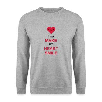 make my heart smile - Unisex Pullover - Weißgrau meliert - Vorne - Alina (178cm) & Michal (187cm)