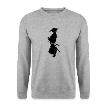 samurai - Unisex Pullover - Weißgrau meliert - Vorne - Alina (178cm) & Michal (187cm)