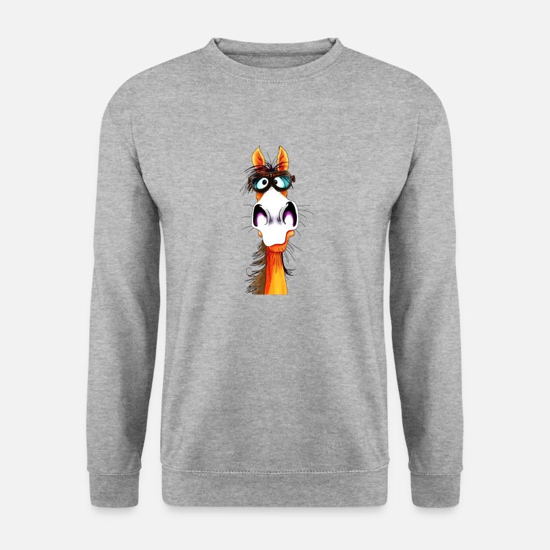 Pferd Plotz - Unisex Pullover - Weißgrau meliert